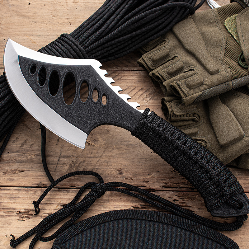 Outdoor nylon rope woven handle axe portable small hand axe tactical axe for cutting trees and firewood axe knife details Picture