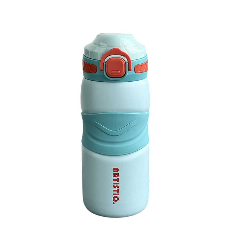 New bouncing double-drinking stainless steel insulated cup, high appearance level dopamine sports water cup, student couple straw cup Item Picture