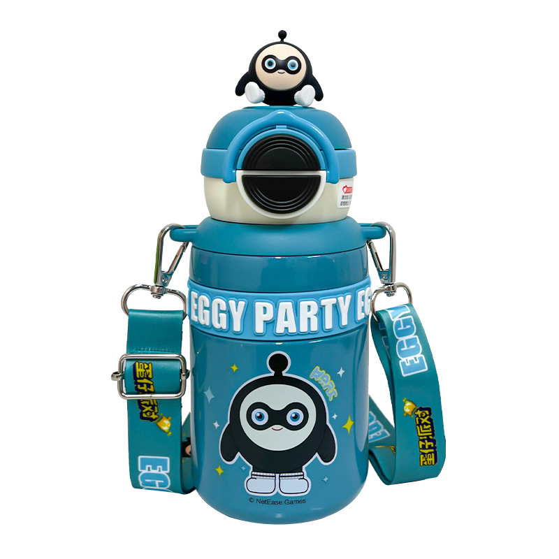 Danzai Party officially authorized insulated cup, cartoon straw cup, children's pop-up lid cup, portable and cute double-drinking cup for going out Item Picture