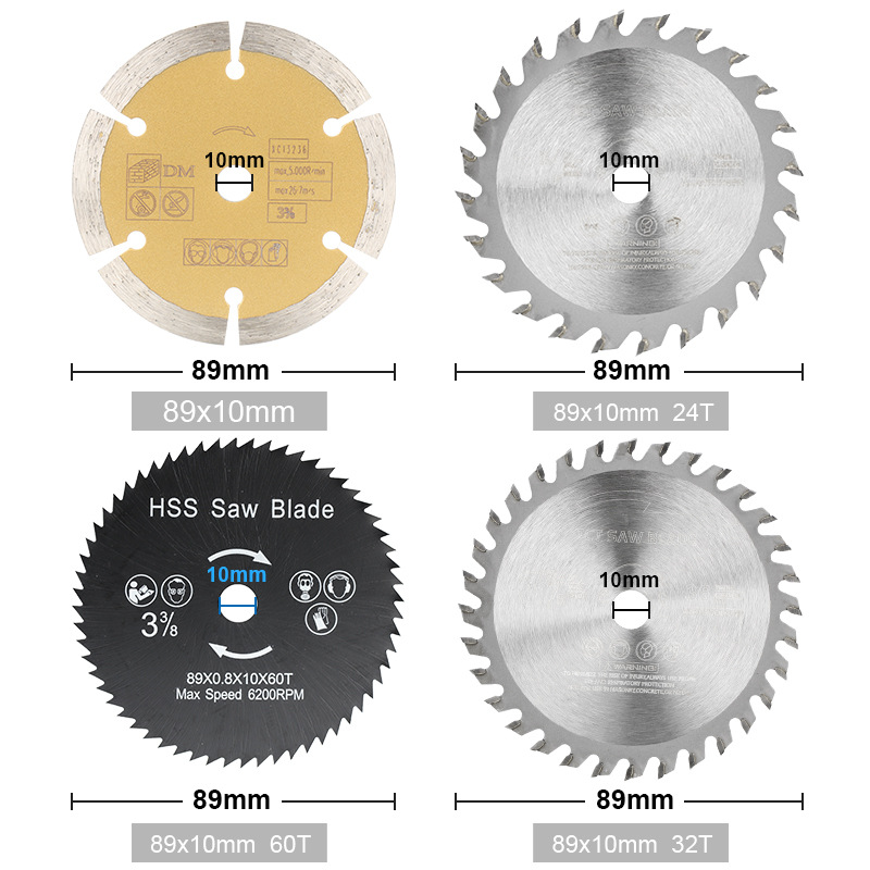 Wholesale of new cross-border 89*10 multi-functional saw blade 4-piece set, plastic woodworking, aluminum and stone cutting tool set details Picture