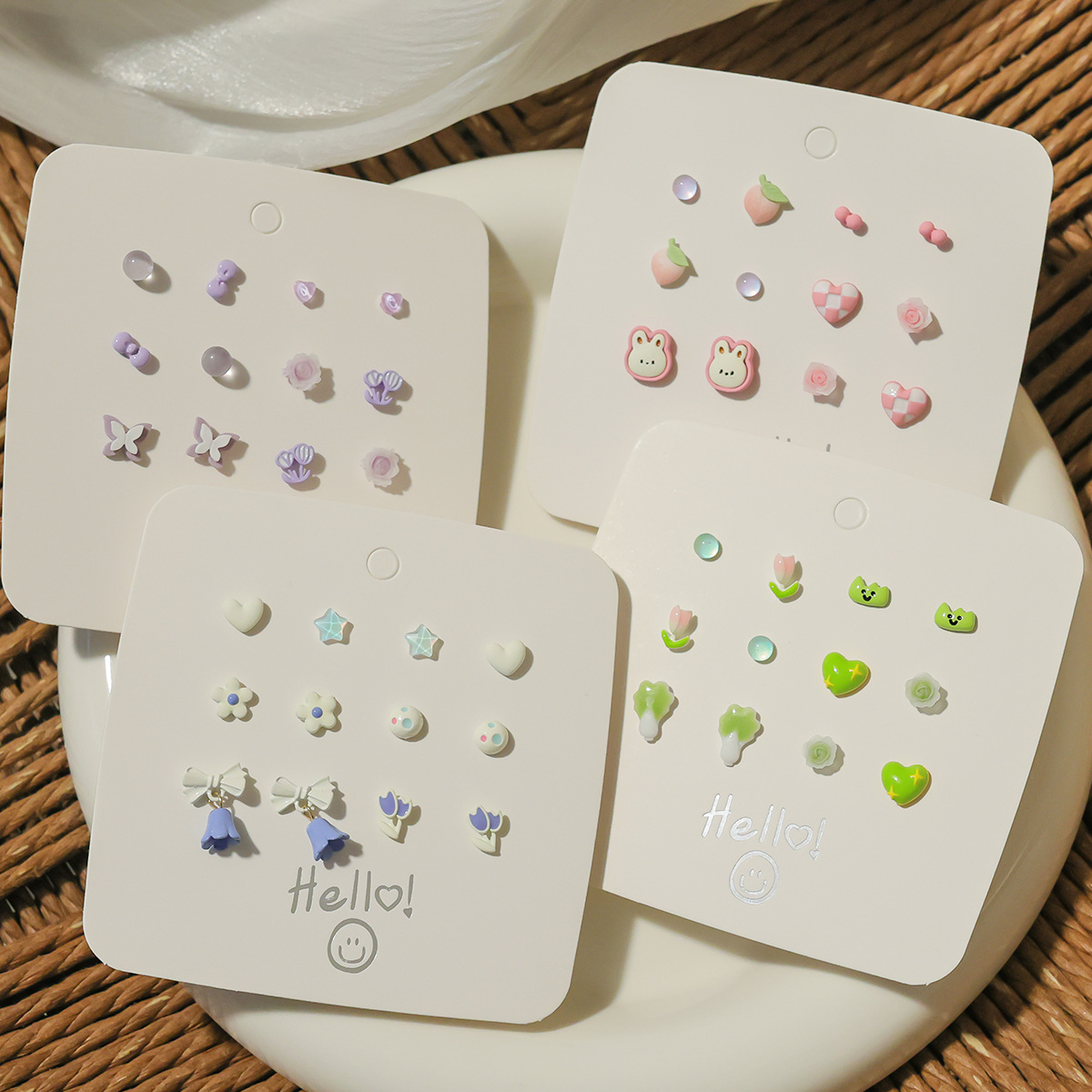 Silver Needle Set 2024 New Spring/Summer Stud Earrings, ins fresh and sweet forest-style earrings, simple and versatile earrings details Picture