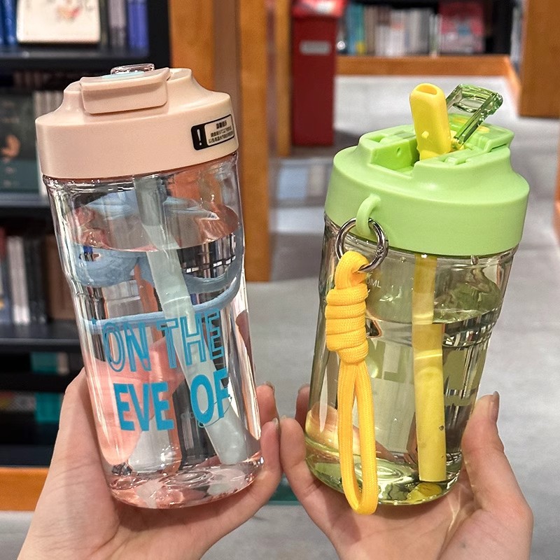 High-appearance, large-capacity double-drinking coffee cups, simple and convenient summer water cups with straws, wholesale for boys, girls, students and children details Picture