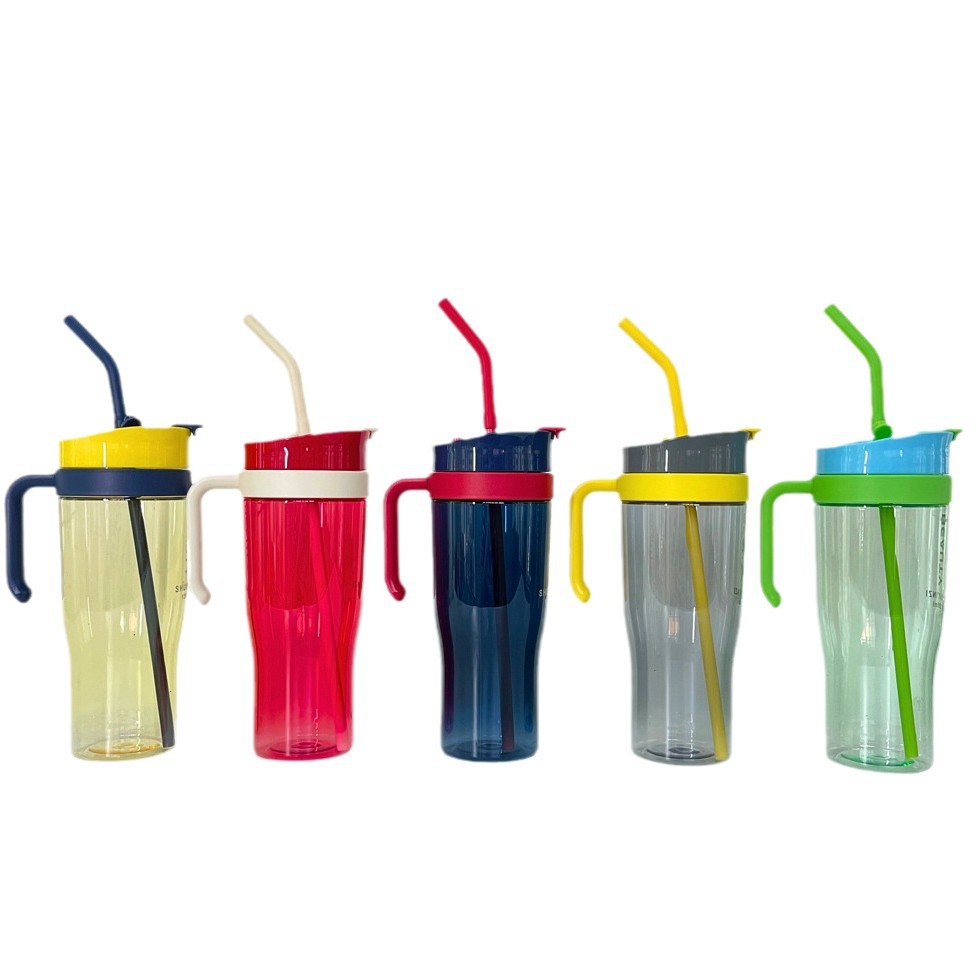 Wholesale of double-drinking straws, plastic car cups, ice king cups, large-capacity adult drinking water handles, car water bottles Item Picture