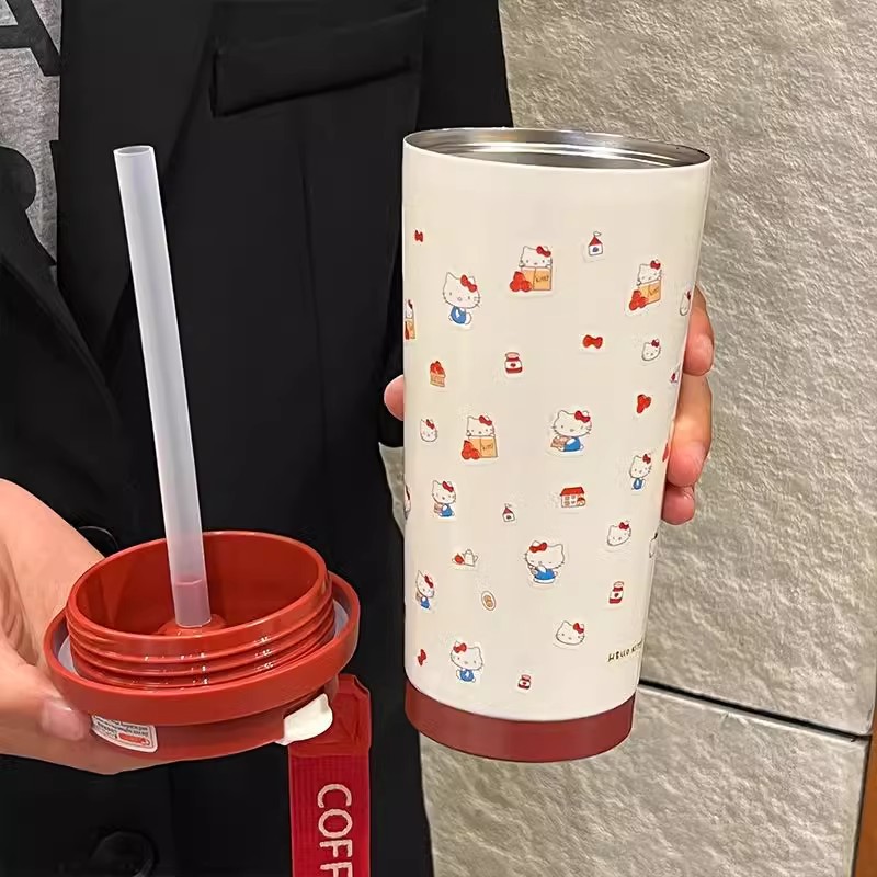 Internet-famous girlish insulated cup, high appearance level for girls, large-capacity straw coffee cup, cute student portable drinking cup Application Scenario