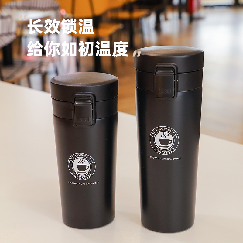 Large-diameter bouncing cup, stainless steel insulated cup, outdoor household portable water cup, simple gift, men's and women's coffee cup Application Scenario