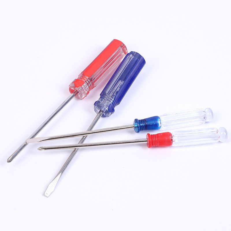 Wholesale crystal dual-color transparent handle screwdrivers, one-line cross mini dual-color crystal red and blue screwdrivers from the manufacturer details Picture