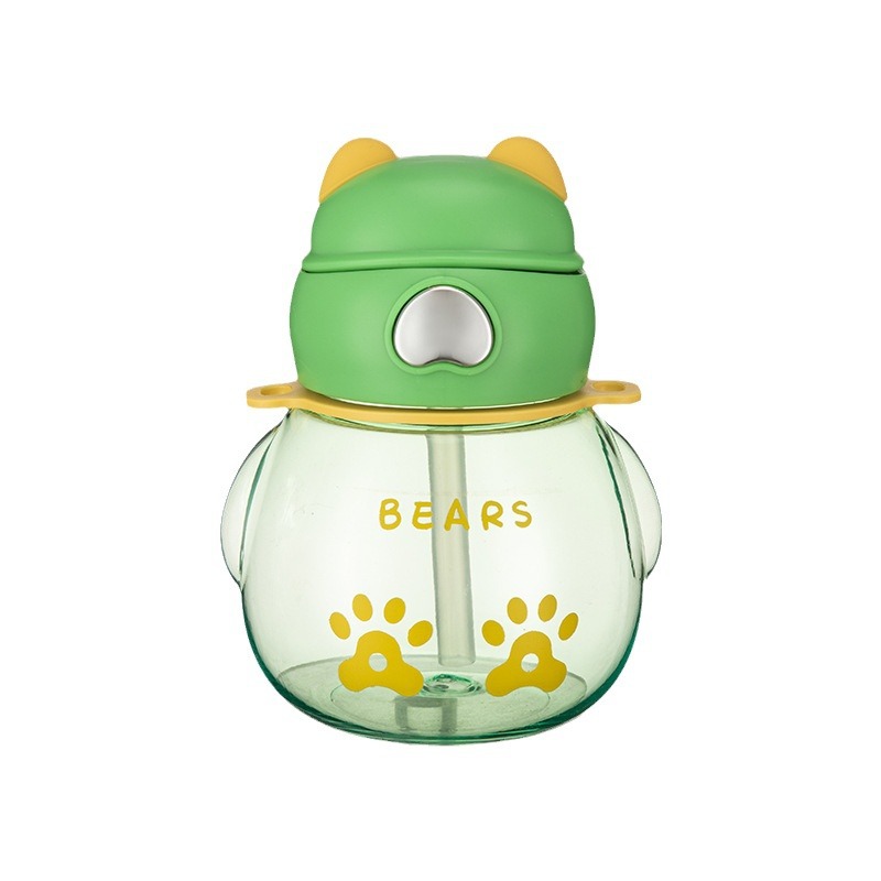 Wholesale of mini children's water cups of the same style as Xiaohongshu, Bear Dudu transparent plastic cups, and household high-appearance standard straw cups Item Picture