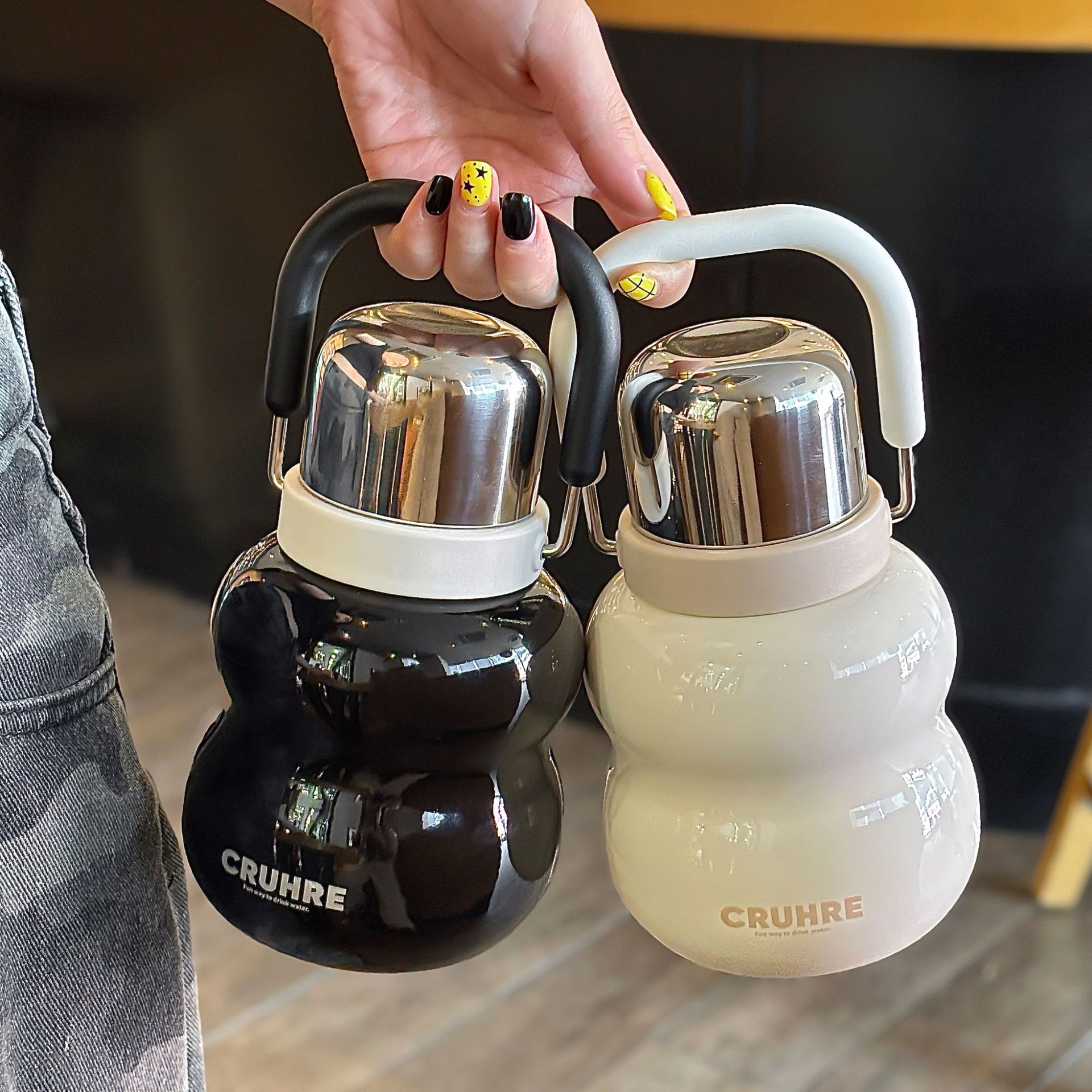 The simple and luxurious handle gourd cup comes with a sturdy handle ring, making it convenient to carry a double-drinking tea cup and a drinking cup Specification drawing