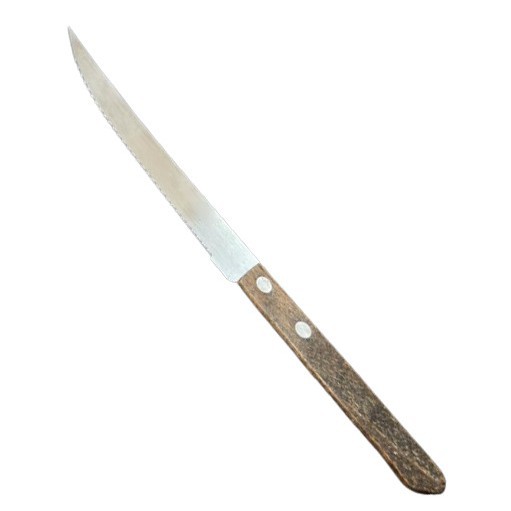 Steak knife, wooden handle, stainless steel, Western cuisine knife, serrated small straight knife, bread cutter, portable kitchen and outdoor steak knife Item Picture