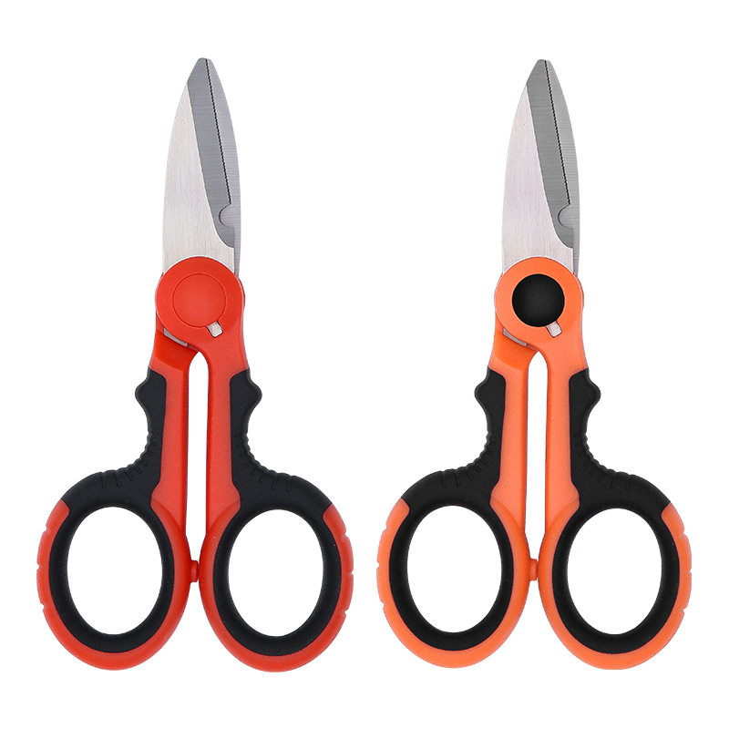 Wholesale red and black iron sheet scissors, stainless steel electrical scissors, household multi-purpose electrical wire scissors from the manufacturer Specification drawing