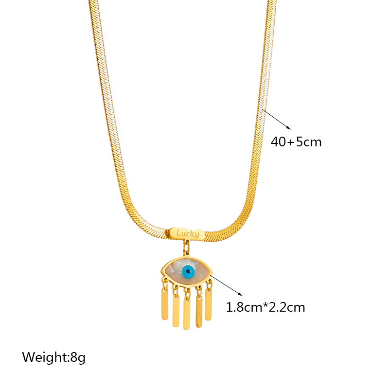 European and American cross-border retro niche fashion high-end U-shaped snake bone chain titanium steel blue eye tassel pendant necklace Application Scenario
