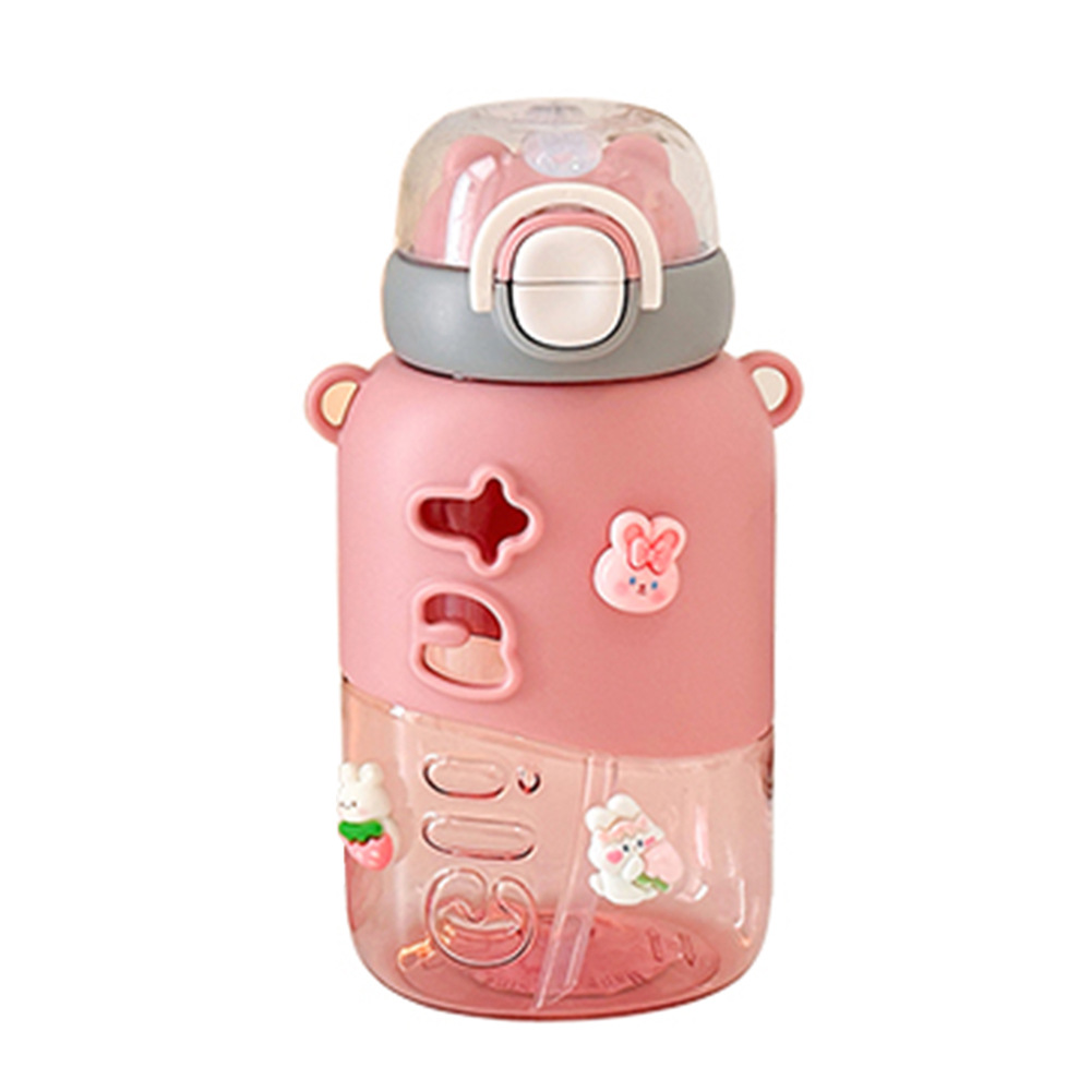 Cute girl plastic cup, Little Tea diary, double-drinking straw cup, students going to school, high appearance level, portable slanted water cup Item Picture