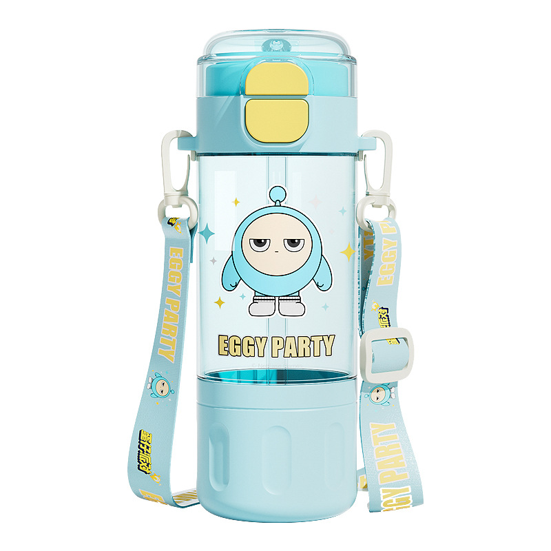 Egg Boy Party cartoon children's double drinking Cup, portable straw cup, new style with cup string, cute plastic cup for students Application Scenario