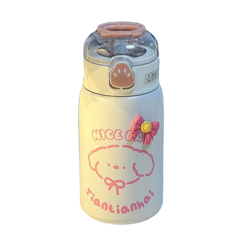 Original cute water cup, Ins-style student bear paw straw insulated cup, portable, small, 304 stainless steel cup Item Picture