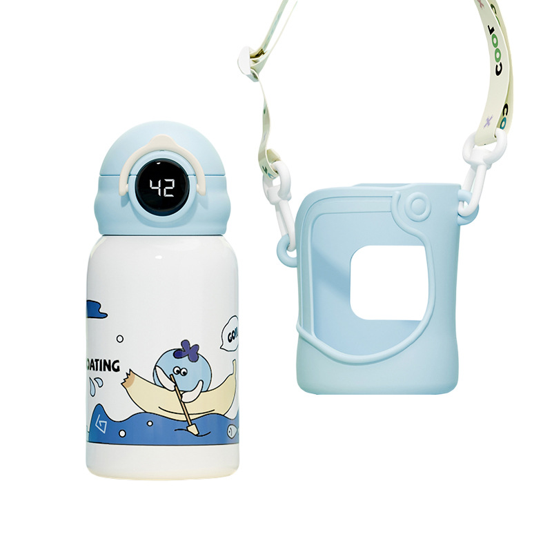 Yongkang Cute Children's Insulated Cup, Smart temperature-controlled Stainless steel Straw Water Cup, Cartoon Portable baby Drinking Water bottle Item Picture
