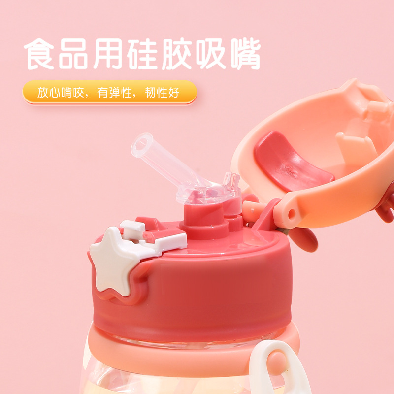 New internet-famous cups, cartoon water cups, children's large-capacity antler plastic cups, student gift straw cups can be customized details Picture