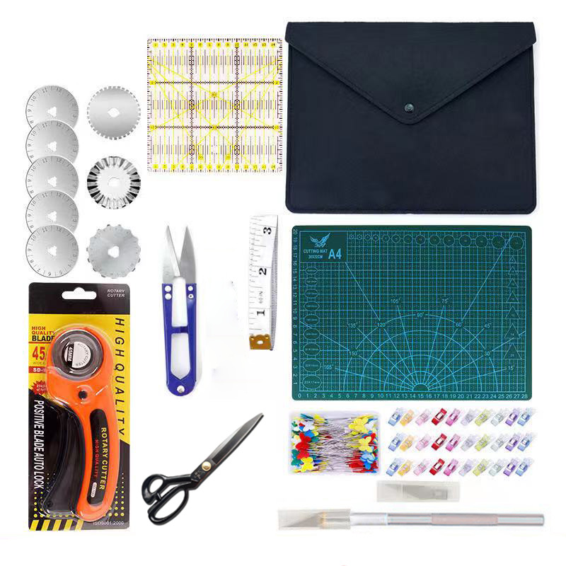 Fabric cutting knife, fabric cutting knife, circular roller cutting knife, cutting pad, fabric splicing ruler combination, 45mm roller knife, bestseller details Picture