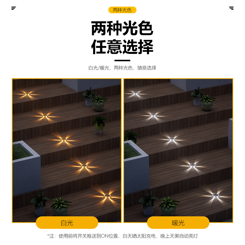 Solar-powered ground lamps for outdoor courtyards, gardens, balcony steps, lawn decoration, ground lamps, and stair treads details Picture