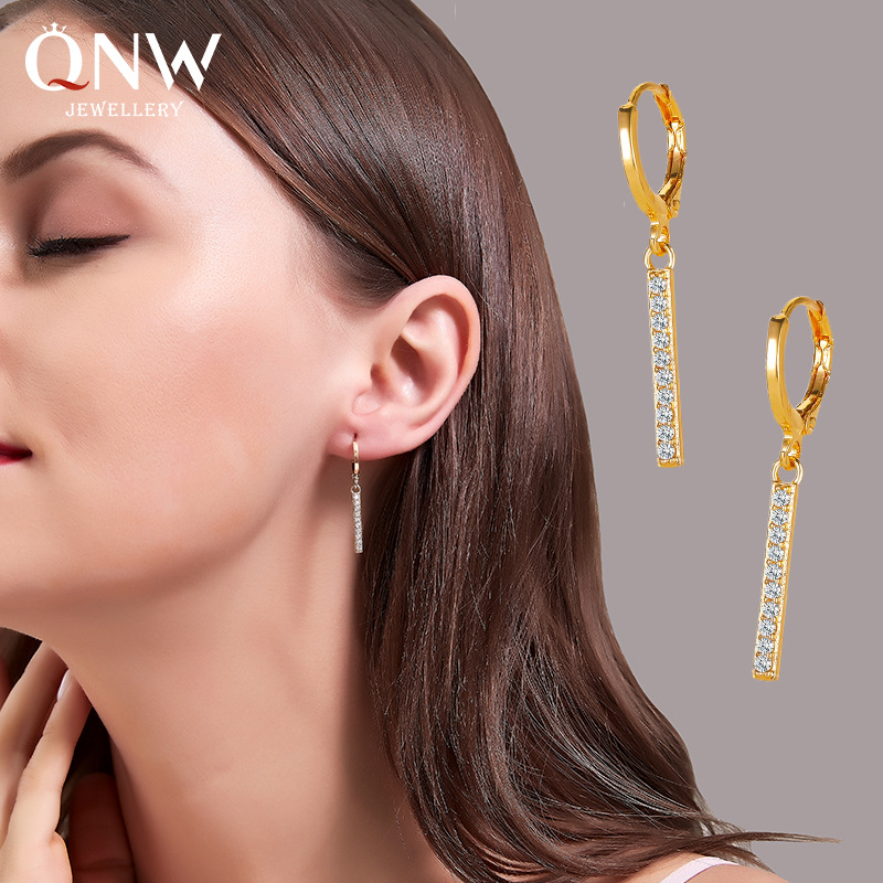 Korean-style design earrings, long straight strip earrings, simple and versatile, can modify the face shape and make the face look slimmer details Picture