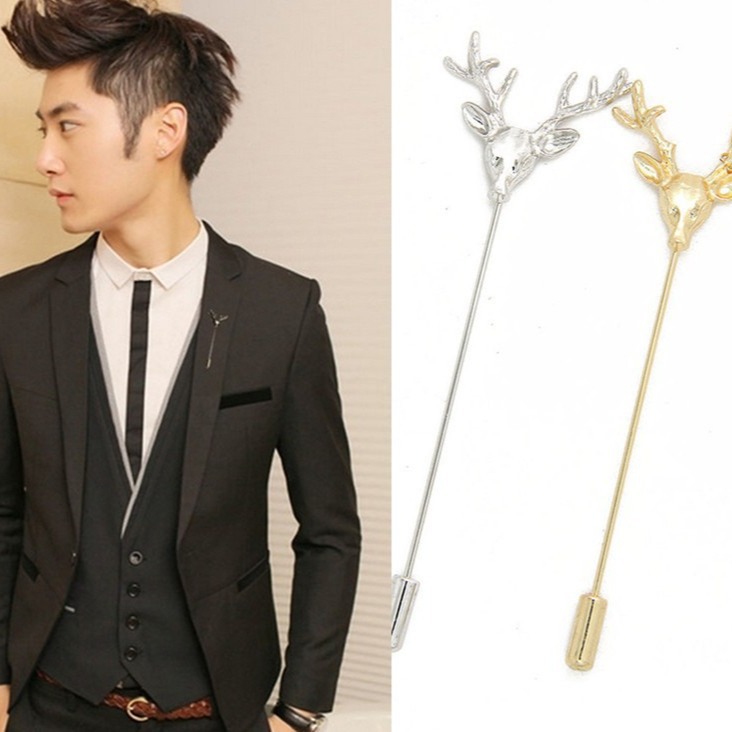 Z104 European and American retro brooch Men's small suit Insert brooch accessory Original retro deer head brooch full figure