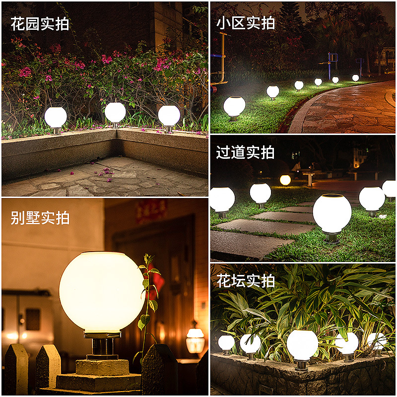Wall column head lamp, solar garden lamp, villa household entrance column lamp, outdoor spherical lamp, cross-border new style Application Scenario