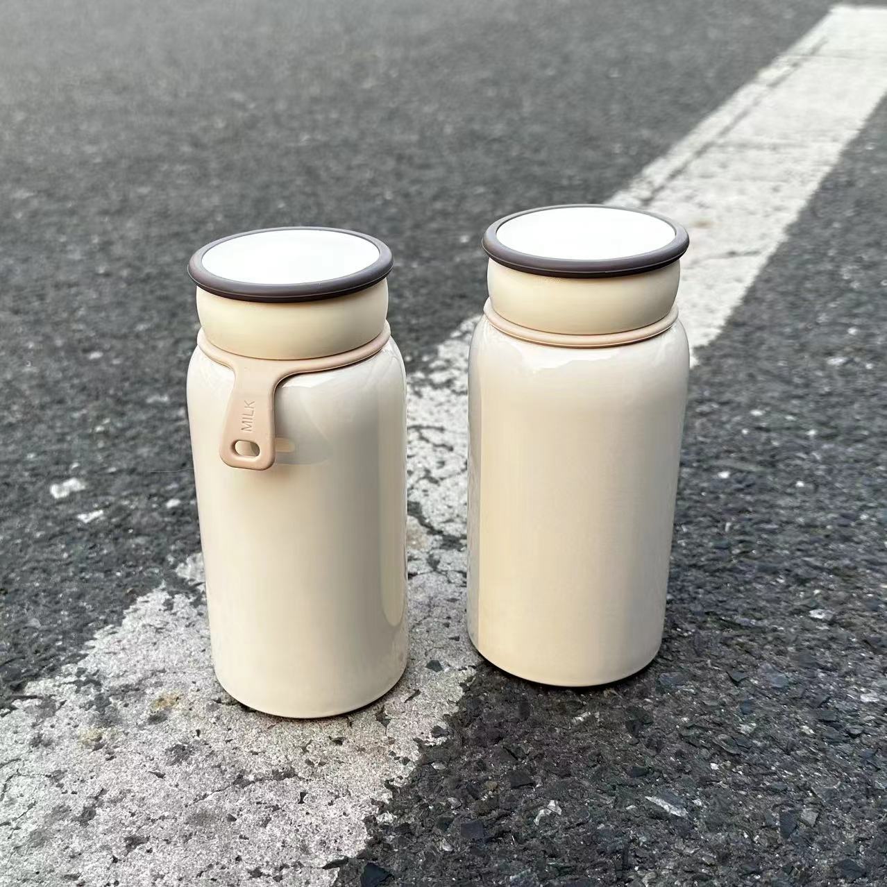 Japanese-style simple insulated cup, travel cup, portable milk cup for female students, tea-water separation kettle, coffee cup with a carrying rope Specification drawing
