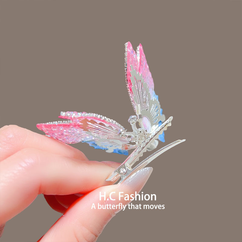 Moving butterfly hair clips, little girl hair clips, side clips, broken hair clips, small clips, children's super fairy hair accessories Specification drawing