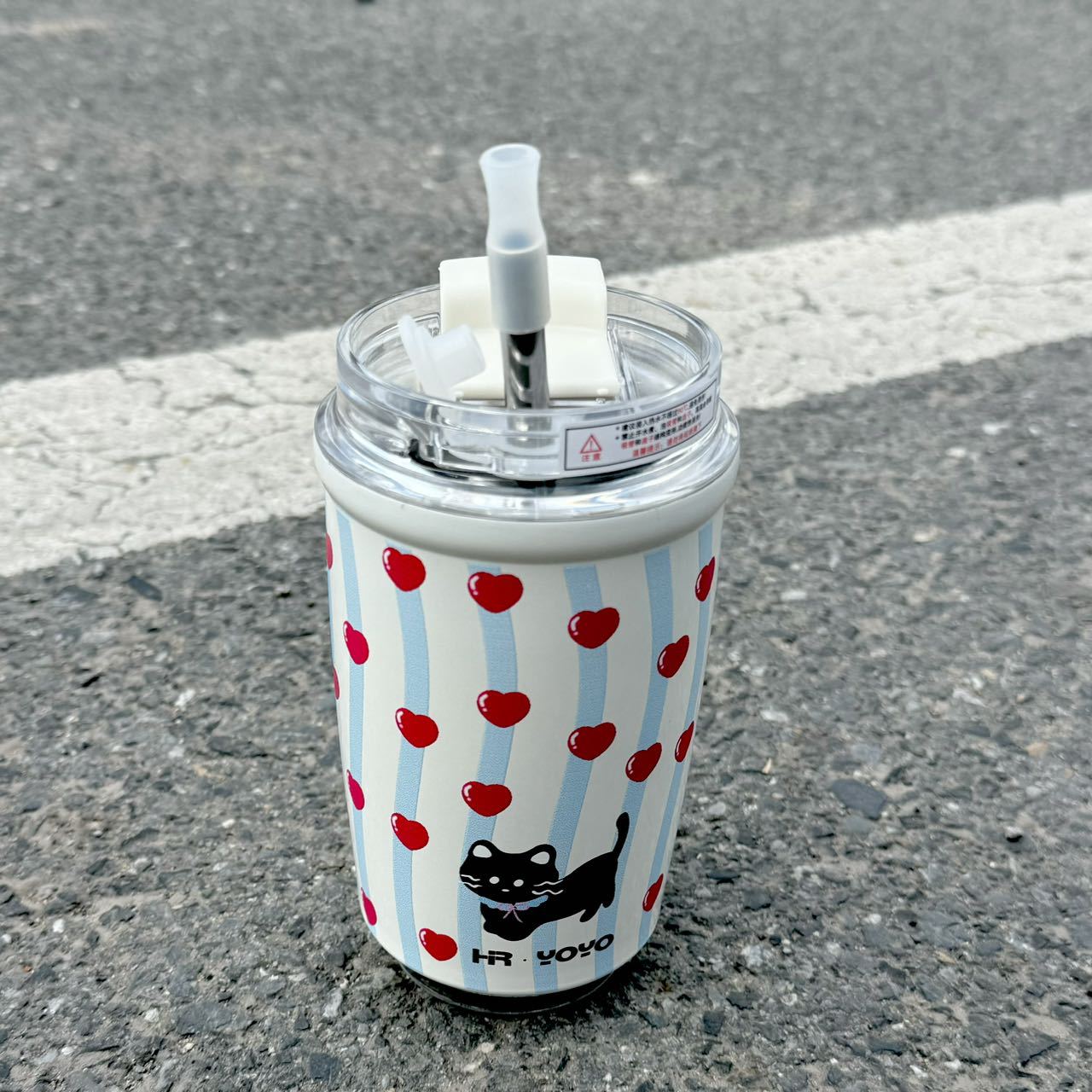 Cartoon high appearance level water cup for girls, 316 stainless steel insulated cup, portable coffee cup, office men's and women's straw cup Specification drawing