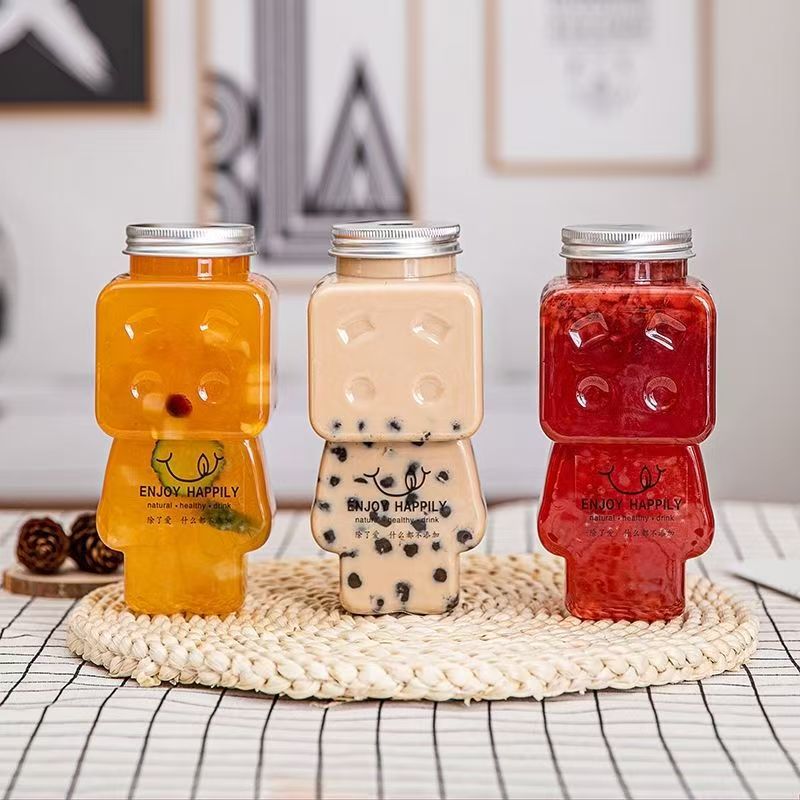 Amazon source wide-mouth bottle 500ml takeout wide-mouth juice bottle, Sujiang Tai tea Dirty cup milk tea bottle with cap details Picture