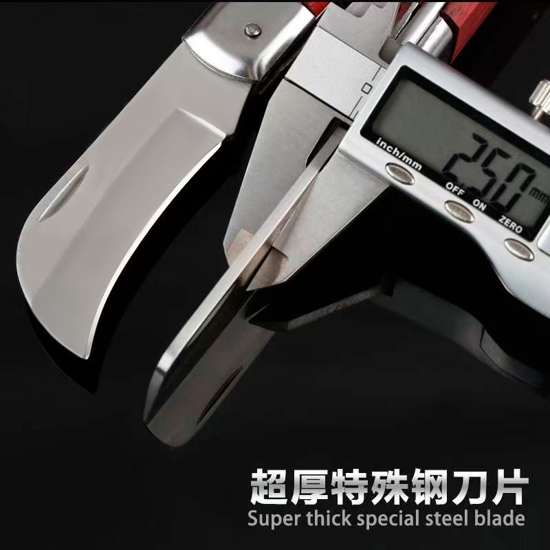 Solid wood electrician's knife, straight blade, curved blade, multi-functional wooden handle, folding knife, outdoor maintenance, cutting, stripping and cable cutting tool Application Scenario