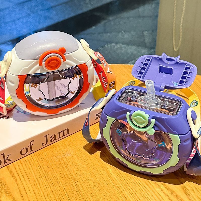 Summer donut children's water cup, anti-drop and leak-proof, portable and cute cartoon water cup for children, students, boys and girls details Picture