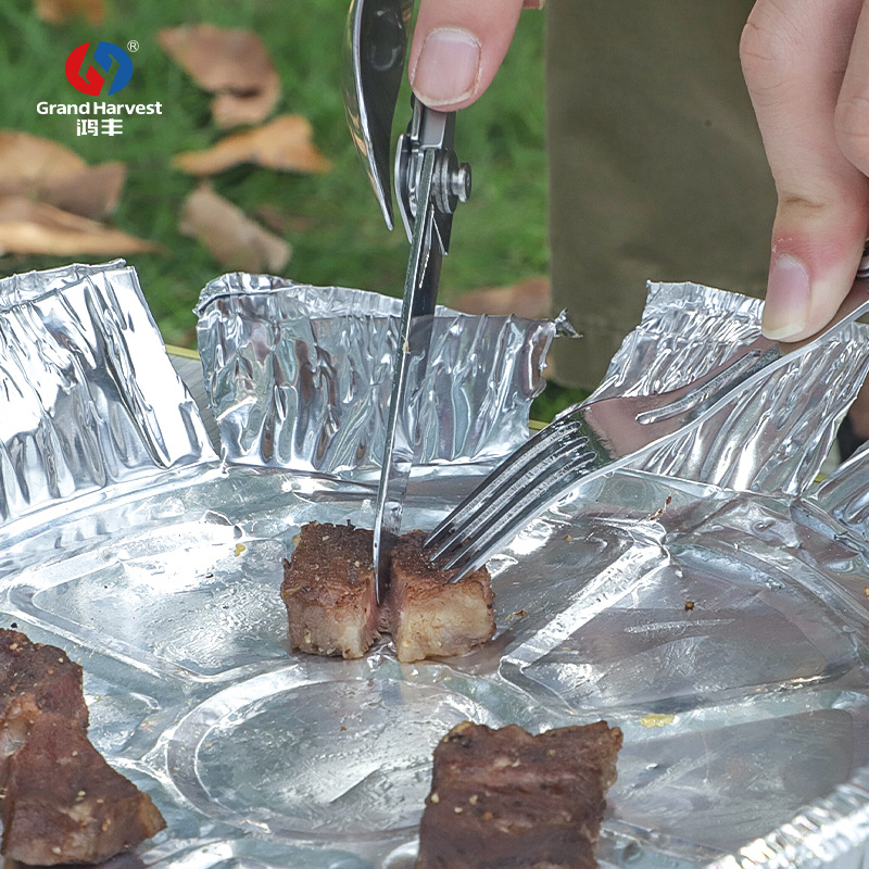 Hongfeng's new stainless steel multi-functional table knife, portable knife, fork, spoon, gift knife, outdoor camping folding tableware Application Scenario