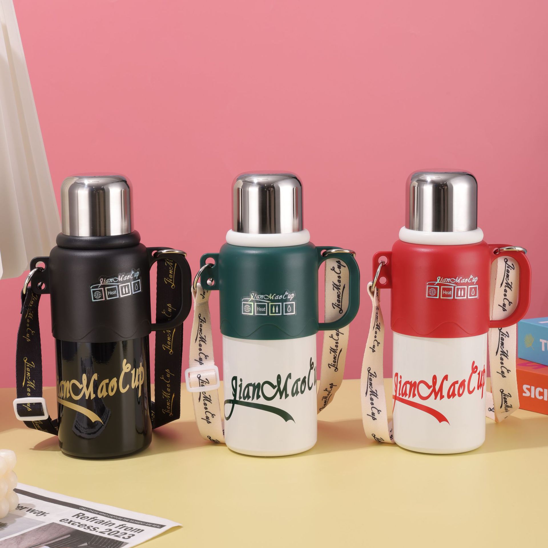 2024 New large-capacity 316 stainless steel bouncing cup, double-layer vacuum cola insulated cup, outdoor portable water cup full figure