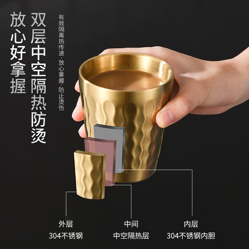 Cross-border creative Korean-style double-layered beer mug logo fire diamond pattern coffee cup, 304 stainless steel outdoor water cup Application Scenario
