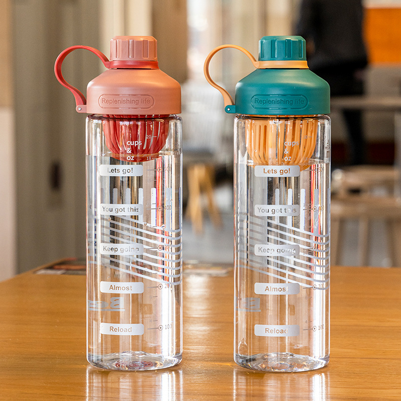 Customized manufacturer's simple and high-temperature resistant plastic cups for office use, portable handle water bottles, large-capacity water cups with filters details Picture