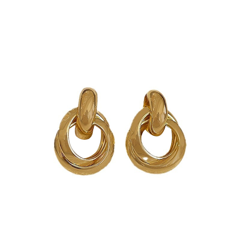 High-end metal earrings for women, a new bestseller in 2025, light luxury stud earrings, niche design, simple and elegant earrings Item Picture