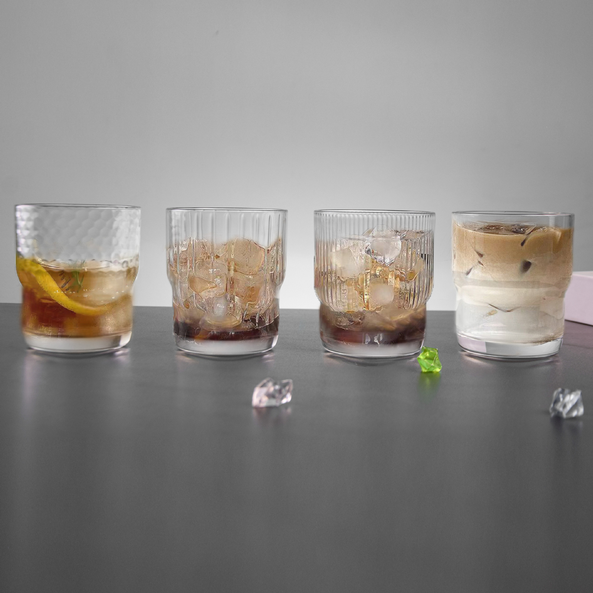 Factory direct sales of stackable and layered whisky wine glasses, glass design sense, drinking cups, Western-style wine glasses, cold drink coffee cups details Picture