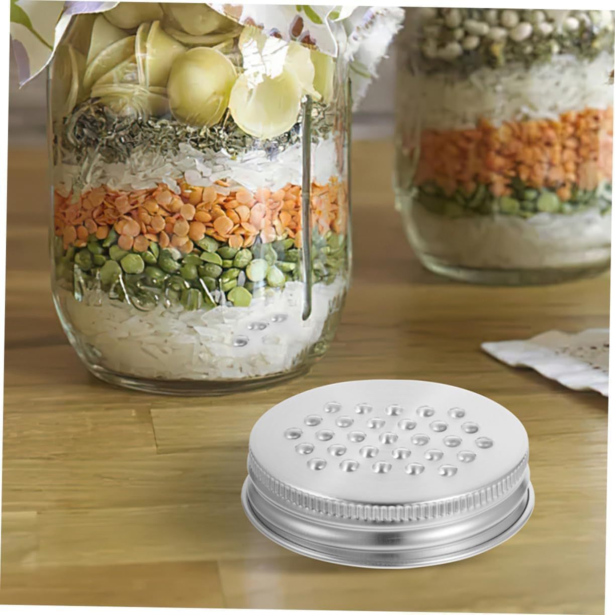 Amazon's best-selling 70mm diameter grated lid, 304 stainless steel lid, narrow-mouthed Mason can lid kitchenware details Picture