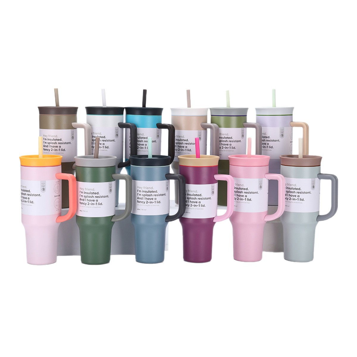 New Owala double-layer vacuum insulated cup 40oz car cup, outdoor sports straw cup with handle Item Picture