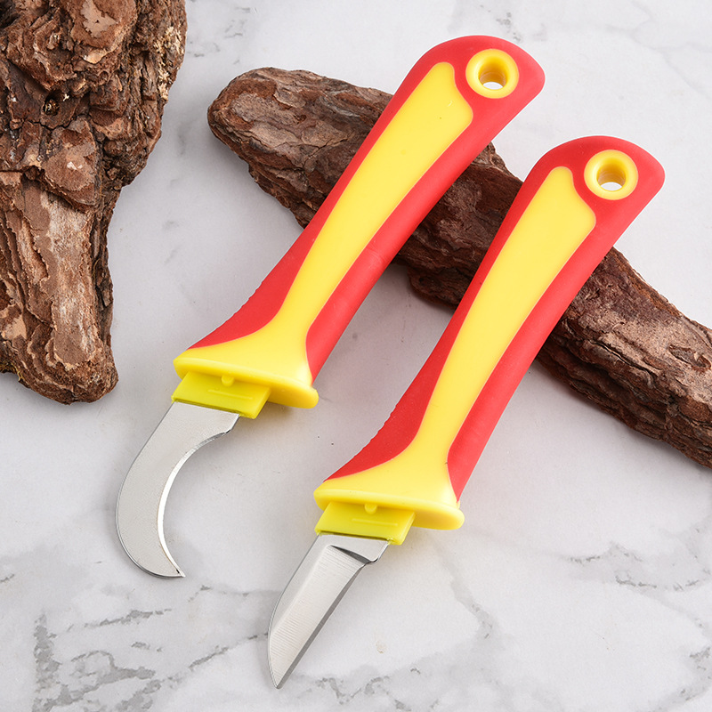 Multi-functional plastic-handled electrician's knife, straight and curved edge electrician's scissors, old-fashioned insulated knife, electrician's tool specifically designed for power use details Picture
