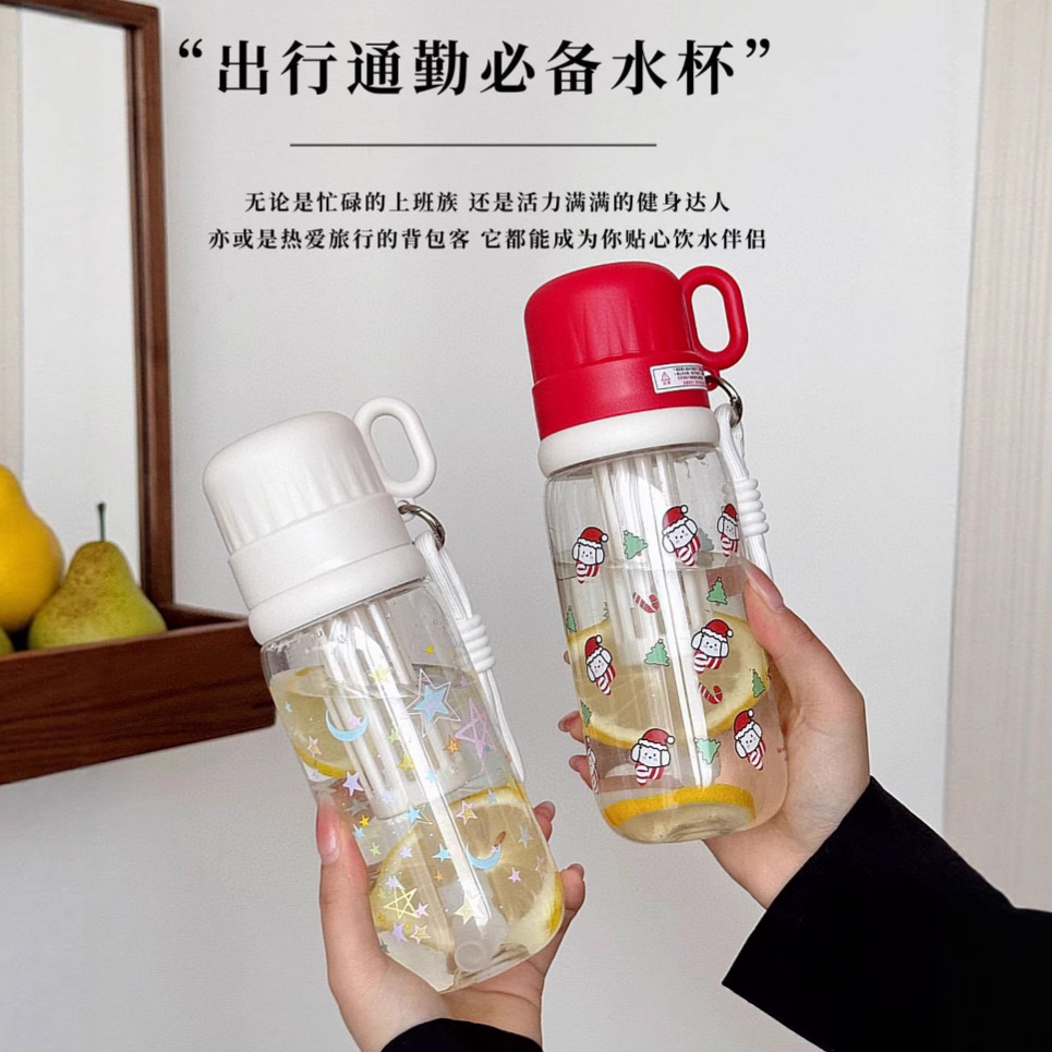 Summer Dual-drink Portable Cup 2025 New Style Simple Girls large-capacity straw Cup, large-capacity heat-resistant and anti-drop cup Application Scenario