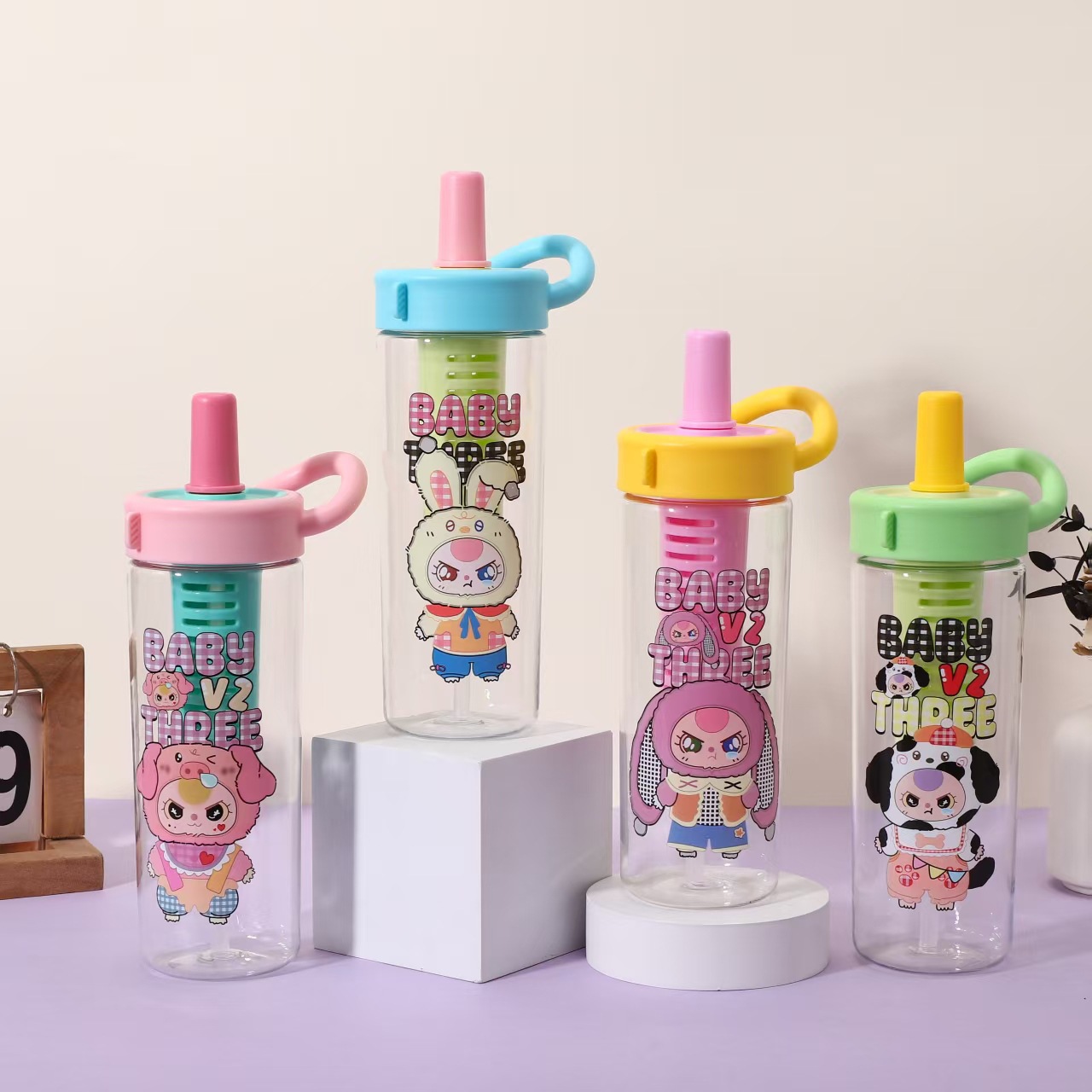Summer water cup for girls with high appearance standards, outdoor travel kettle with tea strout, plastic straw cup, large capacity, water cup for three-year-old kids full figure