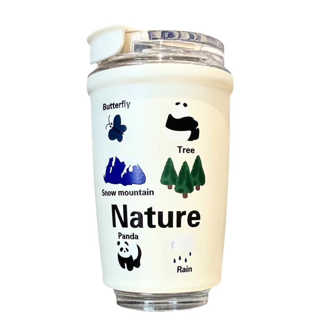 Cute cartoon water cup, coffee insulated cup, high appearance level, male and female students, car, summer cooling, simple desktop cup Item Picture