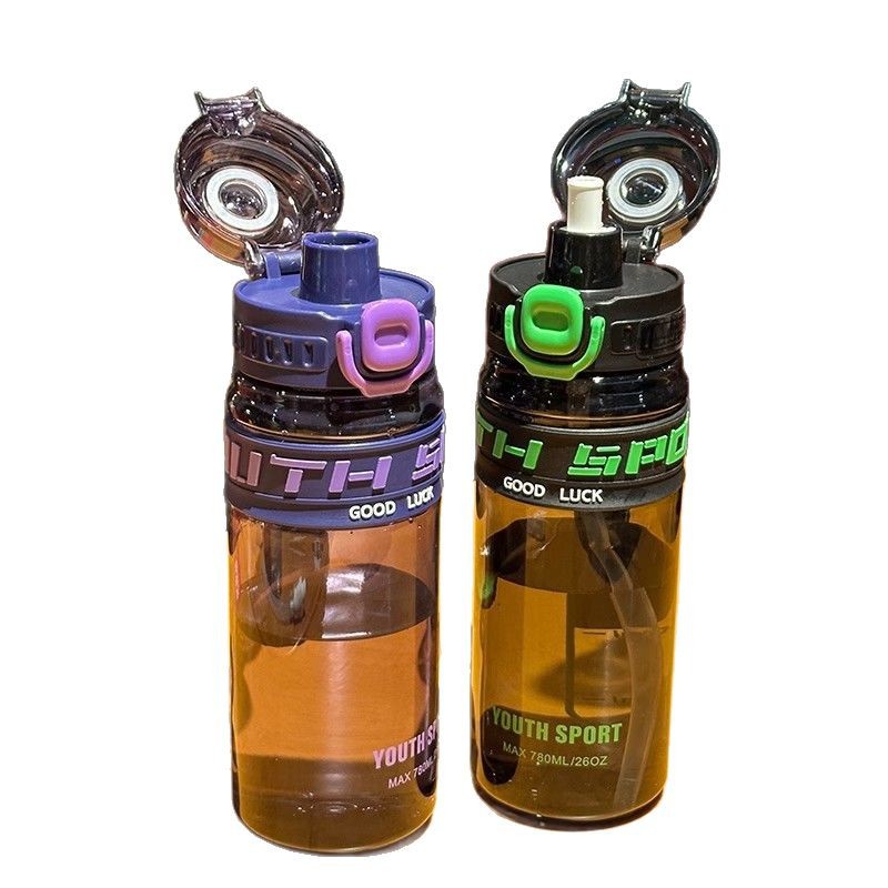 Simple and large-capacity plastic water cup, high appearance level, men's and women's fitness sports water bottle, anti-drop portable space cup, heat-resistant Item Picture