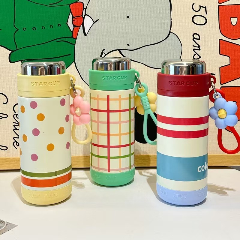 Cross-border 316 stainless steel insulated cup for children and girls, high appearance level, portable with a handle, exquisite and cute vacuum tea cup full figure