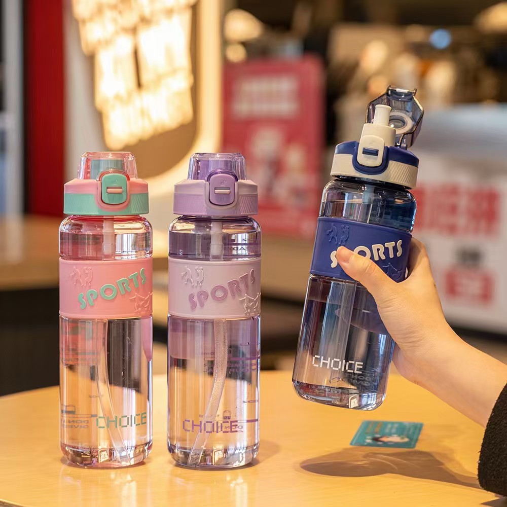 Changnuo large-capacity water cup, sports water bottle, high-temperature resistant summer girls' straw cup, thickened fitness water bottle details Picture
