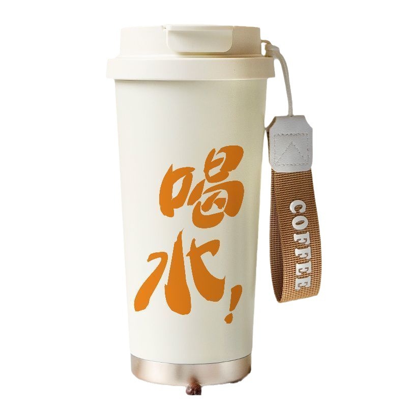 Double drinking cups, 316 stainless steel straw, insulated cup, large capacity, simple and portable, anti-drop, student coffee cup for men Item Picture