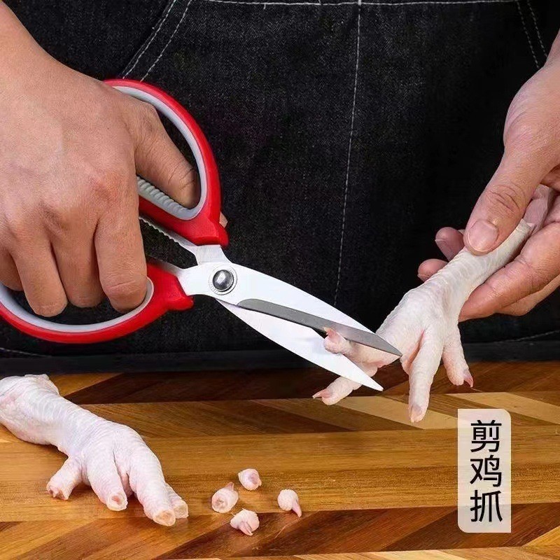 Manufacturer's in-stock stainless steel kitchen scissors, powerful household multi-functional barbecue food scissors, chicken bone scissors wholesale Specification drawing