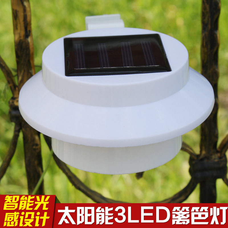 Outdoor solar fence lights, 3led waterproof fence water trough lights, garden landscape lighting, wall lamps, villa decorative lights full figure
