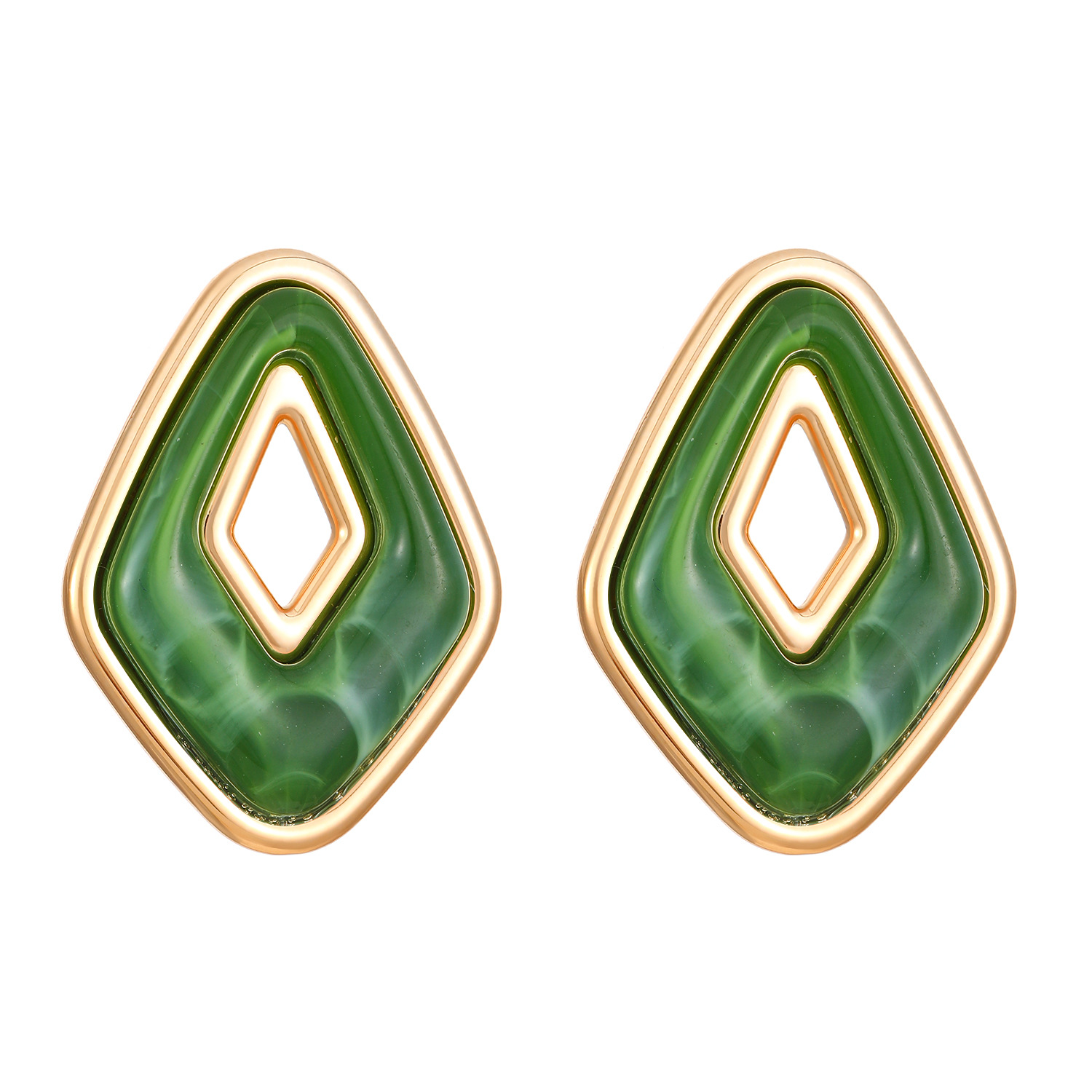 European and American cross-border hollowed-out diamond-shaped geometric ear studs, simple, fashionable and elegant, niche design earrings, women's summer dopamine Item Picture